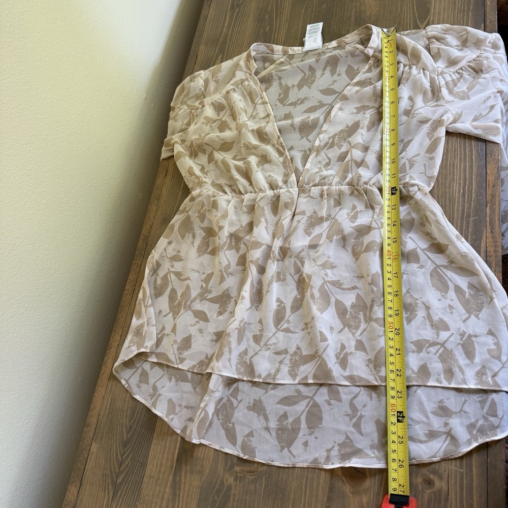Cabi Womens XS Beige Floral Couplet‎ Long Sleeve V-Neck Blouse Camisole Set - Picture 9 of 9